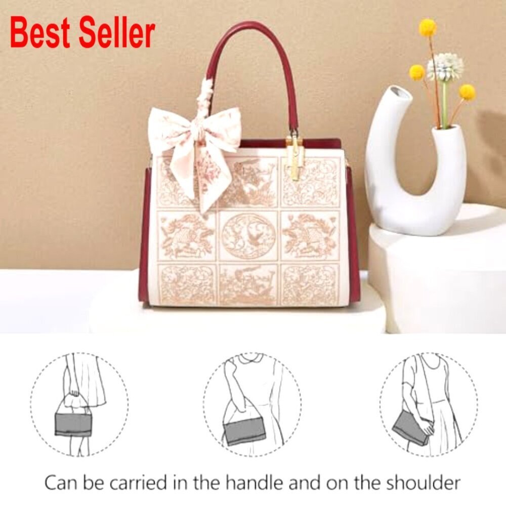 Genuine Leather Tote Bag with Adjustable Strap and Multiple Pockets - Picture 3 of 7